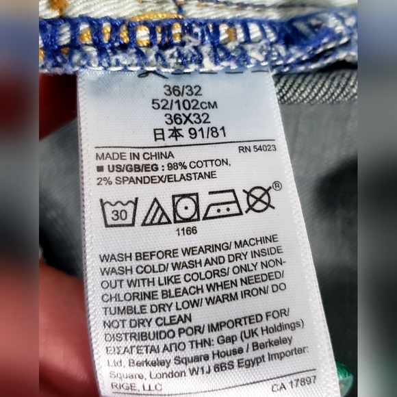 GAP 1969 Indigo Destructed/Repaired Stretch Slim Fit Jeans - 36x32 - Picture 3 of 14